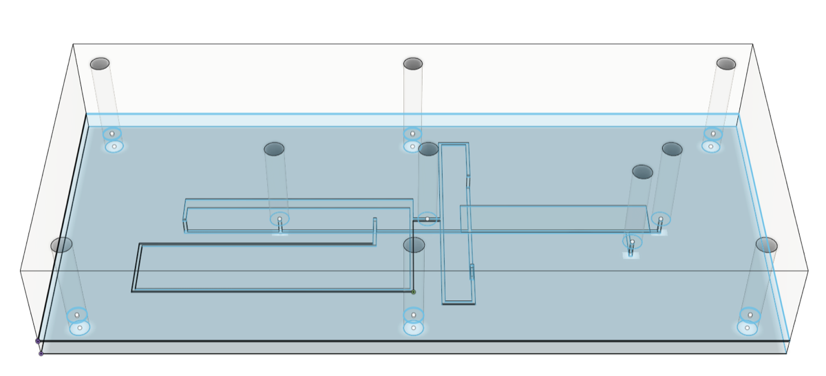 Microfluidic focusing chip (CAD render)
